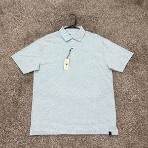 Onward Reserve Polo Shirt Mens Sz Medium Blue Striped Performance Golf Stretch